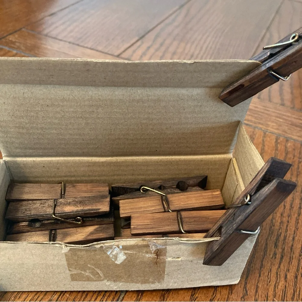 Wooden Memo Clips Set - Brown